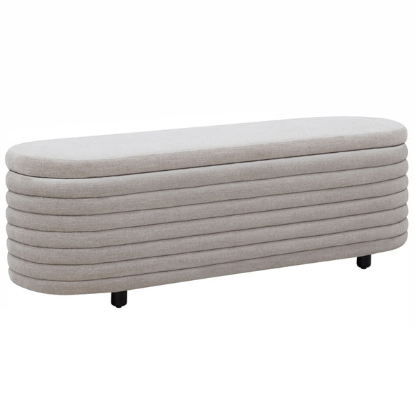 Safavieh JAYMIE Boucle Storage Bench - Modern Design with Hidden Compartment for Stylish Home Organization Light Grey / Black SFV5040G