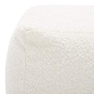 Safavieh SAMUELS Boucle Pouf - Plush Multi-Purpose Accent for Stylish Seating, Footrest & Cozy Decor Ivory SFV5041A