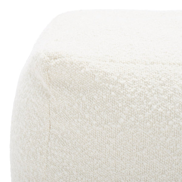 Safavieh SAMUELS Boucle Pouf - Plush Multi-Purpose Accent for Stylish Seating, Footrest & Cozy Decor Ivory SFV5041A