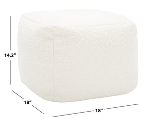 Safavieh SAMUELS Boucle Pouf - Plush Multi-Purpose Accent for Stylish Seating, Footrest & Cozy Decor Ivory SFV5041A