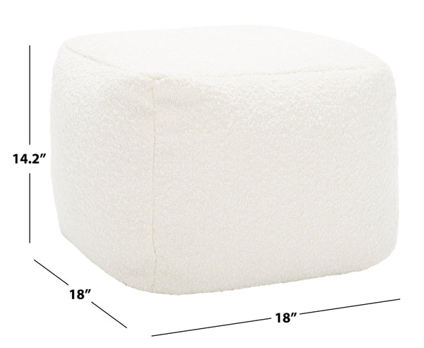 Safavieh SAMUELS Boucle Pouf - Plush Multi-Purpose Accent for Stylish Seating, Footrest & Cozy Decor Ivory SFV5041A