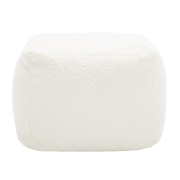 Safavieh SAMUELS Boucle Pouf - Plush Multi-Purpose Accent for Stylish Seating, Footrest & Cozy Decor Ivory SFV5041A