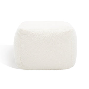 Safavieh SAMUELS Boucle Pouf - Plush Multi-Purpose Accent for Stylish Seating, Footrest & Cozy Decor Ivory SFV5041A