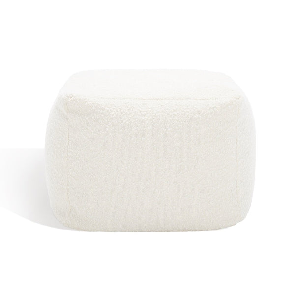 Safavieh SAMUELS Boucle Pouf - Plush Multi-Purpose Accent for Stylish Seating, Footrest & Cozy Decor Ivory SFV5041A