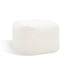 Safavieh SAMUELS Boucle Pouf - Plush Multi-Purpose Accent for Stylish Seating, Footrest & Cozy Decor Ivory SFV5041A