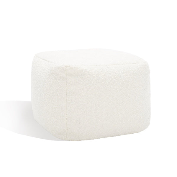 Safavieh SAMUELS Boucle Pouf - Plush Multi-Purpose Accent for Stylish Seating, Footrest & Cozy Decor Ivory SFV5041A