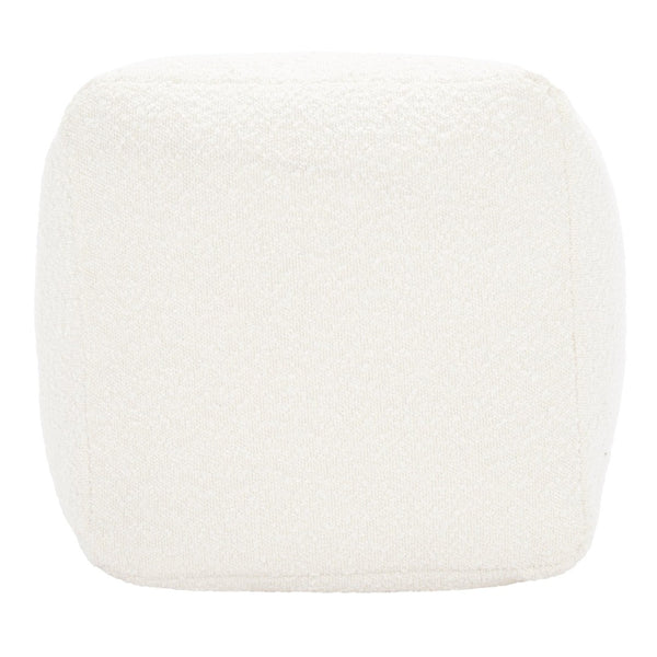 Safavieh SAMUELS Boucle Pouf - Plush Multi-Purpose Accent for Stylish Seating, Footrest & Cozy Decor Ivory SFV5041A