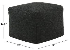 Safavieh SAMUELS Boucle Pouf - Plush Multi-Purpose Accent for Stylish Seating, Footrest & Cozy Decor Black SFV5041B