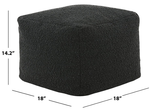Safavieh SAMUELS Boucle Pouf - Plush Multi-Purpose Accent for Stylish Seating, Footrest & Cozy Decor Black SFV5041B