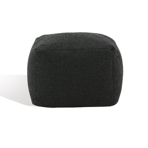 Safavieh SAMUELS Boucle Pouf - Plush Multi-Purpose Accent for Stylish Seating, Footrest & Cozy Decor Black SFV5041B