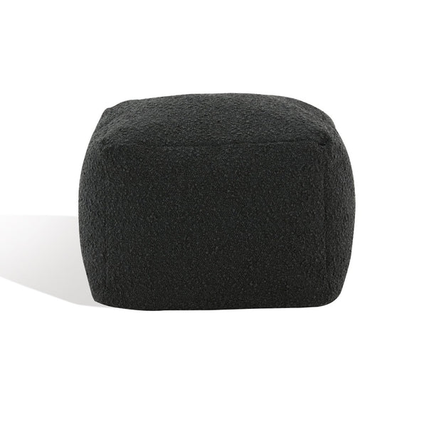 Safavieh SAMUELS Boucle Pouf - Plush Multi-Purpose Accent for Stylish Seating, Footrest & Cozy Decor Black SFV5041B