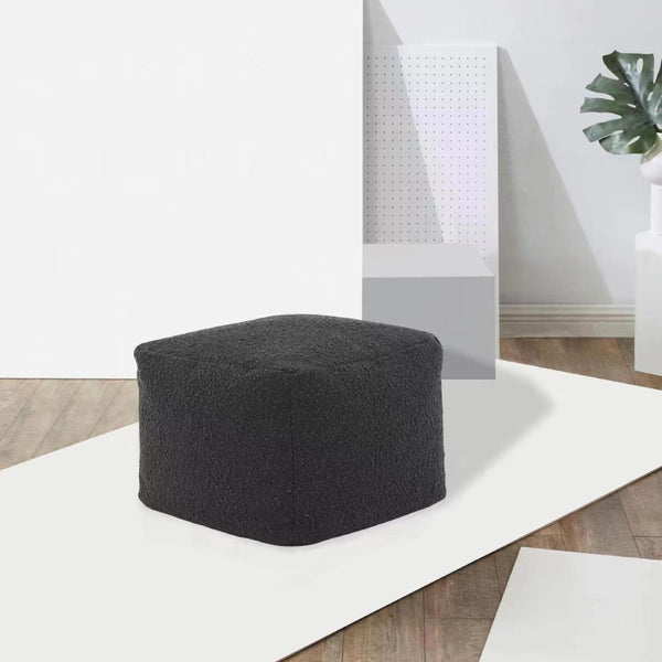 Safavieh SAMUELS Boucle Pouf - Plush Multi-Purpose Accent for Stylish Seating, Footrest & Cozy Decor Black SFV5041B