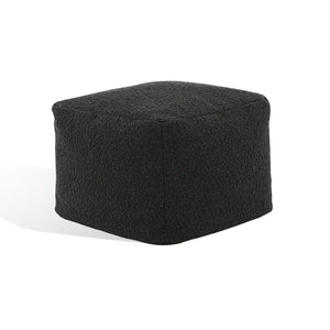 Safavieh SAMUELS Boucle Pouf - Plush Multi-Purpose Accent for Stylish Seating, Footrest & Cozy Decor Black SFV5041B