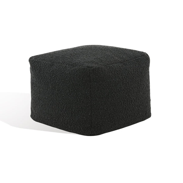Safavieh SAMUELS Boucle Pouf - Plush Multi-Purpose Accent for Stylish Seating, Footrest & Cozy Decor Black SFV5041B