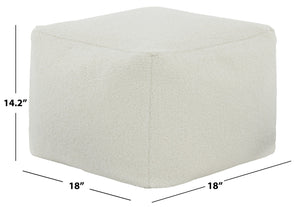 Safavieh SAMUELS Boucle Pouf - Plush Multi-Purpose Accent for Stylish Seating, Footrest & Cozy Decor White SFV5041C