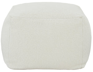 Safavieh SAMUELS Boucle Pouf - Plush Multi-Purpose Accent for Stylish Seating, Footrest & Cozy Decor White SFV5041C