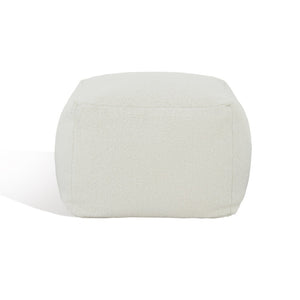 Safavieh SAMUELS Boucle Pouf - Plush Multi-Purpose Accent for Stylish Seating, Footrest & Cozy Decor White SFV5041C