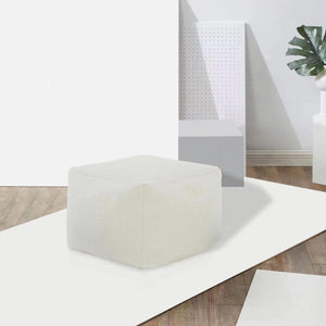 Safavieh SAMUELS Boucle Pouf - Plush Multi-Purpose Accent for Stylish Seating, Footrest & Cozy Decor White SFV5041C