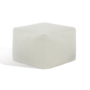Safavieh SAMUELS Boucle Pouf - Plush Multi-Purpose Accent for Stylish Seating, Footrest & Cozy Decor White SFV5041C
