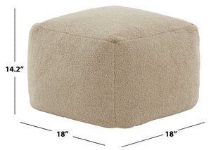 Safavieh SAMUELS Boucle Pouf - Plush Multi-Purpose Accent for Stylish Seating, Footrest & Cozy Decor Light Brown SFV5041D