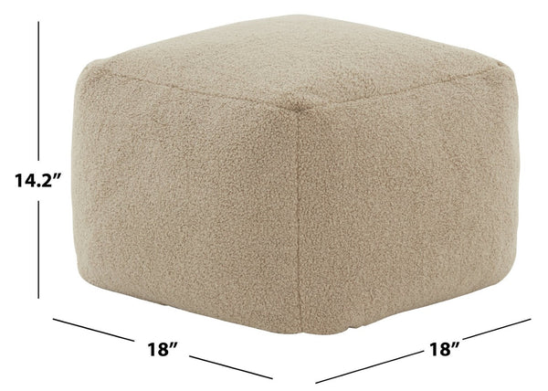 Safavieh SAMUELS Boucle Pouf - Plush Multi-Purpose Accent for Stylish Seating, Footrest & Cozy Decor Light Brown SFV5041D