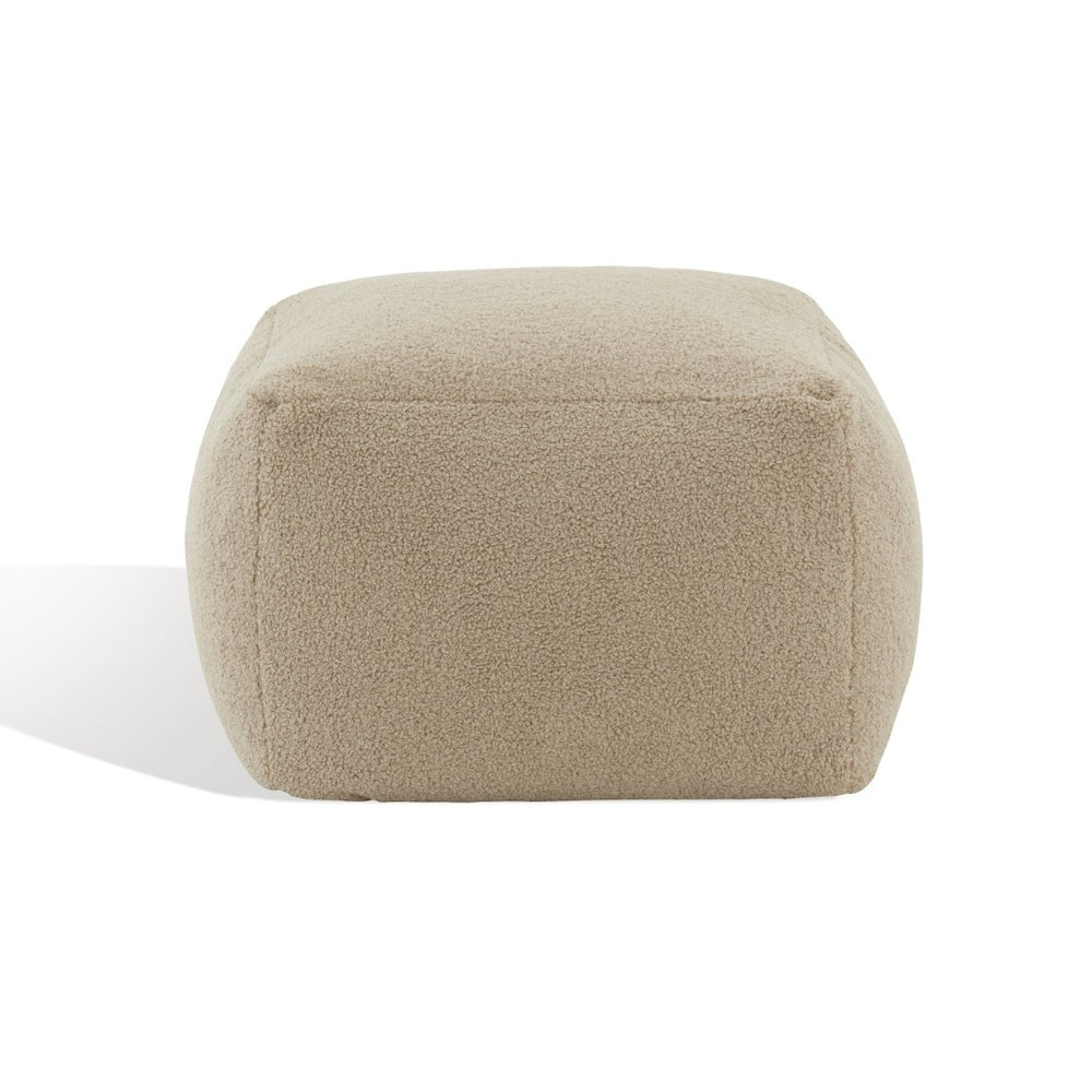 Safavieh SAMUELS Boucle Pouf - Plush Multi-Purpose Accent for Stylish Seating, Footrest & Cozy Decor Light Brown SFV5041D