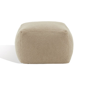 Safavieh SAMUELS Boucle Pouf - Plush Multi-Purpose Accent for Stylish Seating, Footrest & Cozy Decor Light Brown SFV5041D