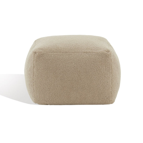 Safavieh SAMUELS Boucle Pouf - Plush Multi-Purpose Accent for Stylish Seating, Footrest & Cozy Decor Light Brown SFV5041D