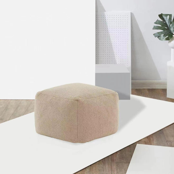 Safavieh SAMUELS Boucle Pouf - Plush Multi-Purpose Accent for Stylish Seating, Footrest & Cozy Decor Light Brown SFV5041D
