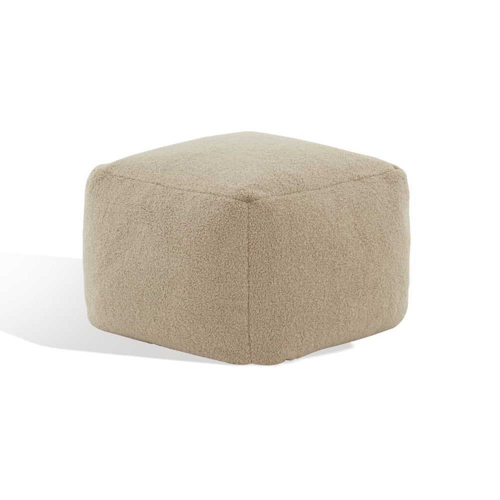 Safavieh SAMUELS Boucle Pouf - Plush Multi-Purpose Accent for Stylish Seating, Footrest & Cozy Decor Light Brown SFV5041D