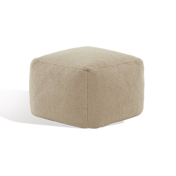 Safavieh SAMUELS Boucle Pouf - Plush Multi-Purpose Accent for Stylish Seating, Footrest & Cozy Decor Light Brown SFV5041D