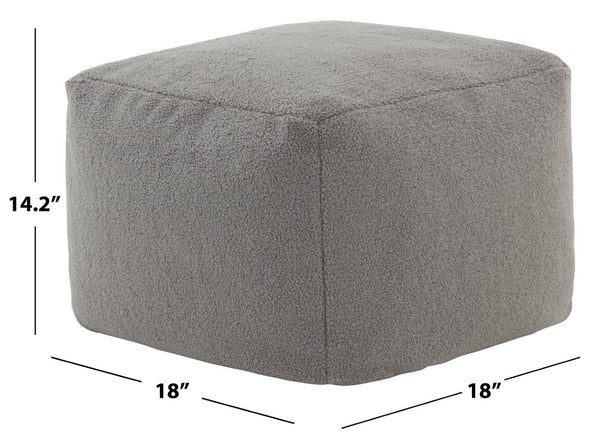 Safavieh SAMUELS Boucle Pouf - Plush Multi-Purpose Accent for Stylish Seating, Footrest & Cozy Decor Dark Grey SFV5041E
