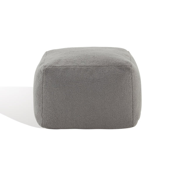 Safavieh SAMUELS Boucle Pouf - Plush Multi-Purpose Accent for Stylish Seating, Footrest & Cozy Decor Dark Grey SFV5041E