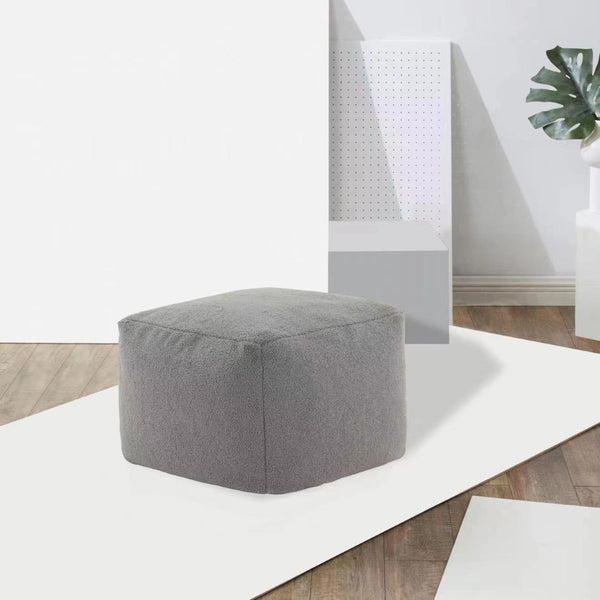 Safavieh SAMUELS Boucle Pouf - Plush Multi-Purpose Accent for Stylish Seating, Footrest & Cozy Decor Dark Grey SFV5041E