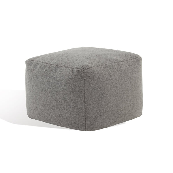 Safavieh SAMUELS Boucle Pouf - Plush Multi-Purpose Accent for Stylish Seating, Footrest & Cozy Decor Dark Grey SFV5041E