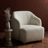 Safavieh Fabiano Boucle Accent Chair Ivory Wood / Fabric / Foam  SFV5043A