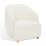 Safavieh Fabiano Boucle Accent Chair Ivory Wood / Fabric / Foam  SFV5043A