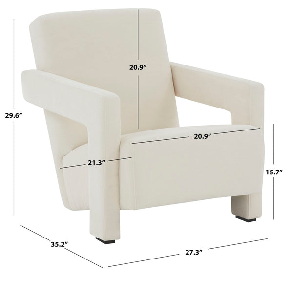 Safavieh TAYLOR Modern Boucle Accent Chair - Mid-Century Style with Plush Comfort for Stylish Living Spaces Ivory SFV5046A