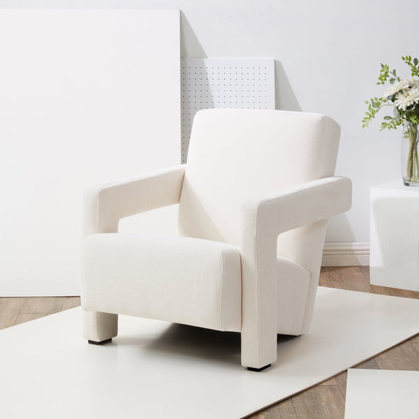 Safavieh TAYLOR Modern Boucle Accent Chair - Mid-Century Style with Plush Comfort for Stylish Living Spaces Ivory SFV5046A