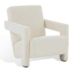 Safavieh TAYLOR Modern Boucle Accent Chair - Mid-Century Style with Plush Comfort for Stylish Living Spaces Ivory SFV5046A