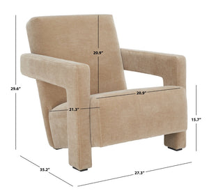 Safavieh TAYLOR Modern Boucle Accent Chair - Mid-Century Style with Plush Comfort for Stylish Living Spaces Light Brown SFV5046C