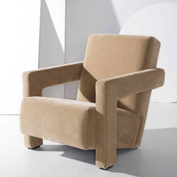 Safavieh TAYLOR Modern Boucle Accent Chair - Mid-Century Style with Plush Comfort for Stylish Living Spaces Light Brown SFV5046C
