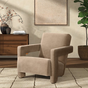 Safavieh TAYLOR Modern Boucle Accent Chair - Mid-Century Style with Plush Comfort for Stylish Living Spaces Light Brown SFV5046C