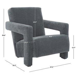 Safavieh TAYLOR Modern Boucle Accent Chair - Mid-Century Style with Plush Comfort for Stylish Living Spaces Navy SFV5046D