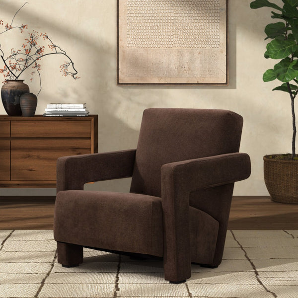 Safavieh TAYLOR Modern Boucle Accent Chair - Mid-Century Style with Plush Comfort for Stylish Living Spaces Dark Brown SFV5046G