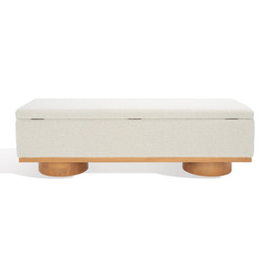 Safavieh VIANNA Boucle Bench - Modern Plush Seating with Warm Ash Wood Accents for Entryways and Living Spaces Cream / Natural SFV5049A