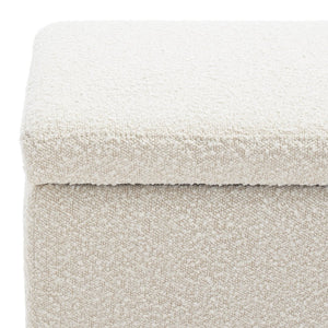 Safavieh VIANNA Boucle Bench - Modern Plush Seating with Warm Ash Wood Accents for Entryways and Living Spaces Cream / Natural SFV5049A