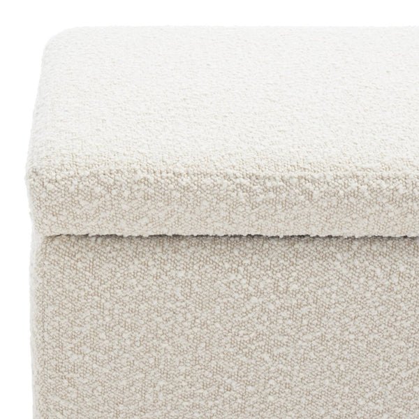 Safavieh VIANNA Boucle Bench - Modern Plush Seating with Warm Ash Wood Accents for Entryways and Living Spaces Cream / Natural SFV5049A