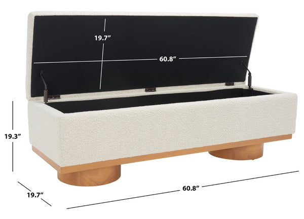 Safavieh VIANNA Boucle Bench - Modern Plush Seating with Warm Ash Wood Accents for Entryways and Living Spaces Cream / Natural SFV5049A
