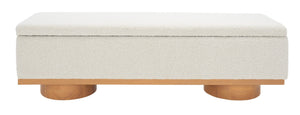 Safavieh VIANNA Boucle Bench - Modern Plush Seating with Warm Ash Wood Accents for Entryways and Living Spaces Cream / Natural SFV5049A
